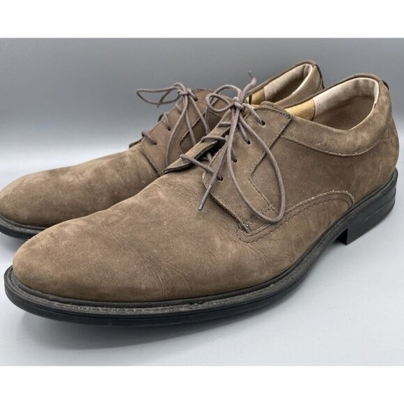 Clarks Mens Shoes 12 Brown Suede Waterproof Lace Up Oxfords Dress Casual Office - Picture 1 of 9